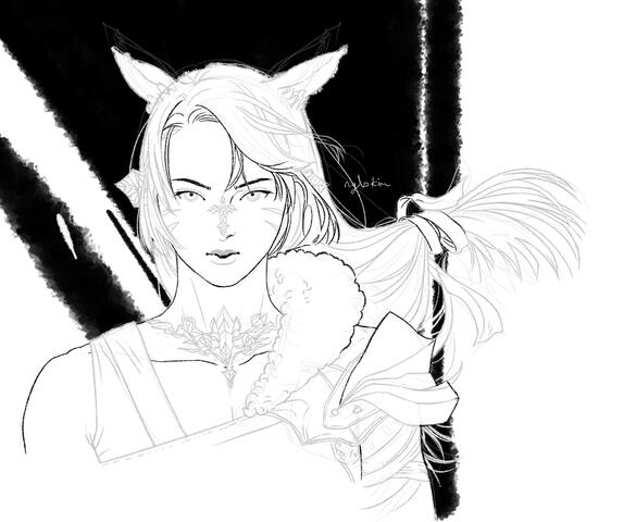 @nylokim Firstborn and Daughter of Vaste and Yugiri, Yoshino (this character is dark skinned, but I hadn't decided on that change when the art was commissioned)